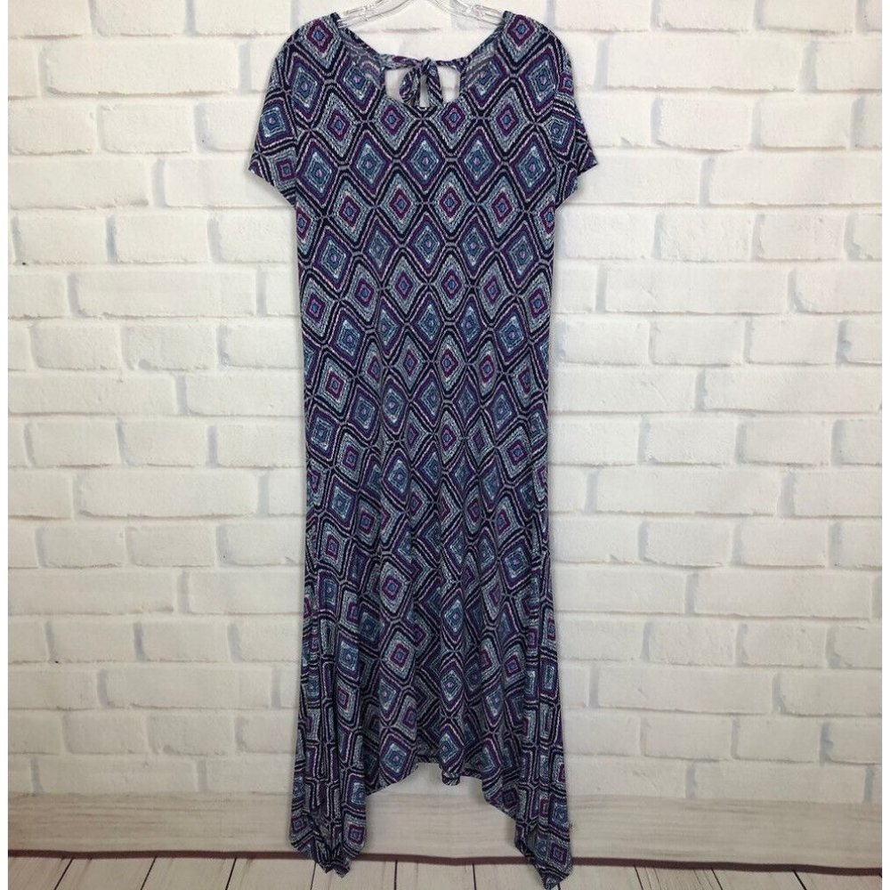 Chico's Blue and Purple Geometric Midi Dress